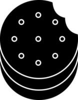 Cream Cookie Icon In Black And White Color. vector