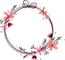 Rounded frame design decorated with flowers. vector