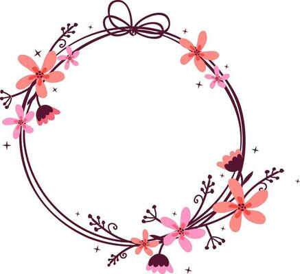 Rounded frame design decorated with flowers.