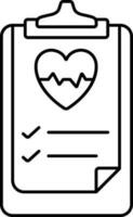 Check Heart Report In Clipboard Icon In Line Art. vector