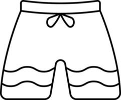 Flat Style Shorts Icon In Black Outline. vector