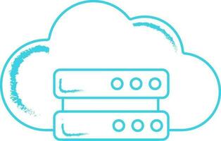 Cloud Server Icon In Blue Outline. vector