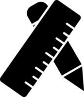 Pencil And Ruler Icon In black and white Color. vector