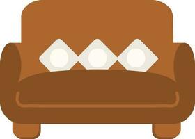 Isolated Couch Or Sofa Icon In Gray And Brown Color. vector