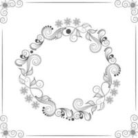 Floral design frame in circle shape. vector