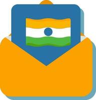 Indian Flag Greeting Card With Envelope Tricolor Icon. vector