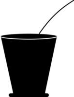 Black and white glass with straw. vector