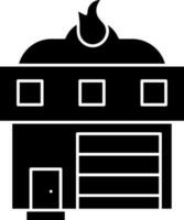 Burning Home Icon In black and white Color. vector