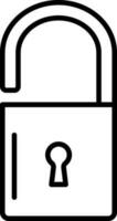 Padlock Icon In Black Line Art. vector