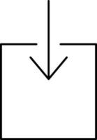 Down Arrow And Square Black Linear Icon. vector