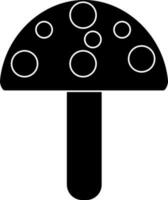 Illustration of a mushroom in black and white color. vector