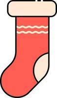 Isolated Socks Icon In Red And Cream Color. vector