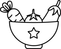 vegetables line art bowl vector