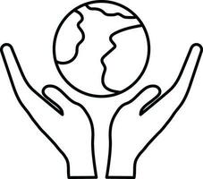 Icon of hand releasing earth. vector