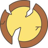 Broken Plate Icon In Yellow And Brown Color. vector