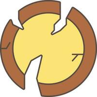 Broken Plate Icon In Yellow And Brown Color. vector