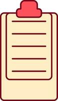 Blank Paper Clipboard Red And Yellow Icon In Flat Style. vector