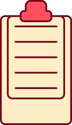 Blank Paper Clipboard Red And Yellow Icon In Flat Style.