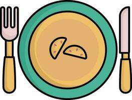 Fork Spoon With Knife After Eating Dish Plate Colorful Icon. vector
