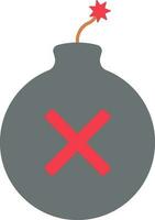 Cross Symbol Bomb Icon In Red And Gray Color. vector