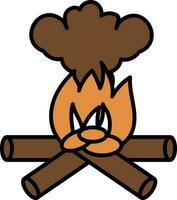 Orange And Brown Bonfire Smoke Icon Or Symbol. vector