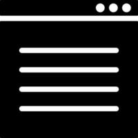 navegador ventana icono en negro y blanco color. vector