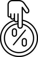 Hand Click Coin Icon Or Symbol In Line Art. vector