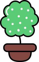 Tree Plant Pot Icon In Green And Brown Color. vector