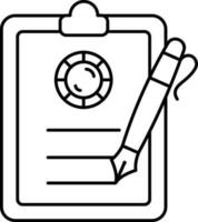 Clipboard With Financial Document And Pen Icon. vector
