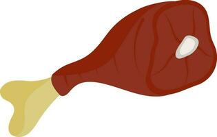 Isolated Leg Chicken Icon in Red and Yellow Color. vector