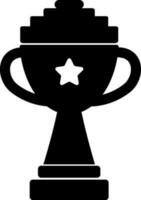 White star decorated black trophy cup award. vector