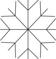 Flat style snowflake in black line art. vector