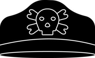 negro y blanco pirata sombrero icono en plano estilo. vector