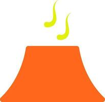 Illustration of a volcano in orange and yellow color. vector