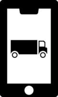 Online delivery or booking truck vehicle app in smartphone icon. vector