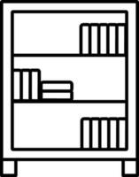 Black Line Art Illustration Of Bookshelf Icon. vector