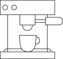 Illustration of Espresso Coffee Machine Icon in Black Line Art. vector