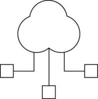 Cloud Computing Line Art Icon in Flat Style. vector