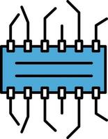 Integrated Circuit Chip Icon in Blue Color. vector