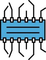 integrado circuito chip icono en azul color. vector