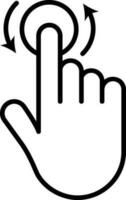 Finger Touch Screen with Arrow Icon in Line Art. vector