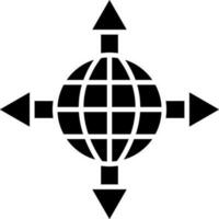 Black and White illustration of world directions icon. vector