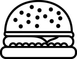 Burger icon in black line art. vector