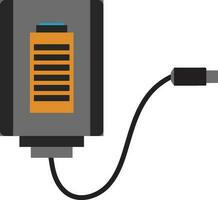 Ggrey and orange battery with charger. vector