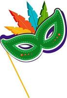 Feather Masquerade Stick Element In Colorful. vector