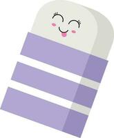Tongue Out Eraser Cartoon Icon In Purple And Grey Color. vector