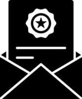 Black and White illustration of mail or envelope icon. vector