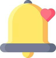 aislado campana con corazón icono en plano estilo. vector