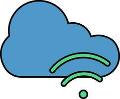 Wifi Cloud Icon In Green And Blue Color. vector