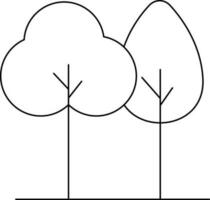 Illustration of Tree Icon in Black Line Art. vector